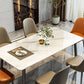 Stone Top Dining Table Metal Base Home Dinner Room Kitchen Table