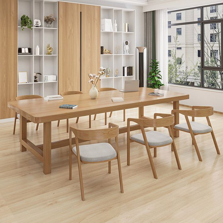 Rectangle Trestle Base Dining Table Modern Wood Table for Kitchen Clearhalo 'Dining Tables & Seating' 'Dining Tables' 'dining_table' 'furn' 'furn_dining_table' 'Furniture' 'Kitchen & Dining Furniture' 1200x1200_870cfb62-63de-456c-8bd2-725448fc35a7