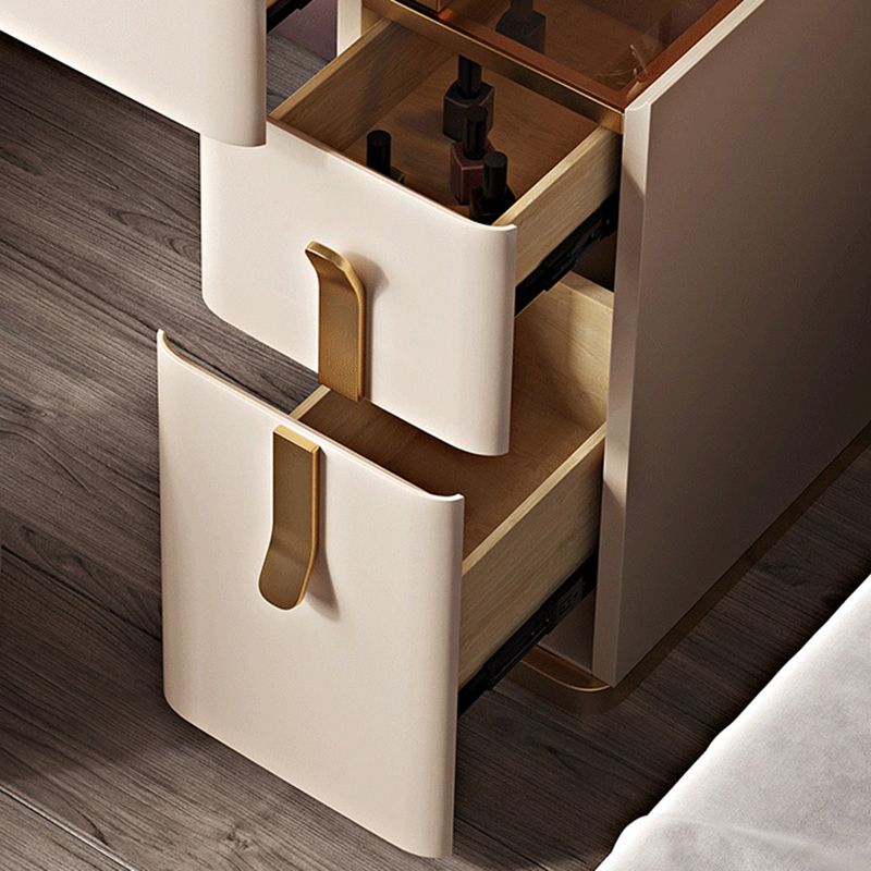 Glambraun Glass Top Waschtisch 25,6 "W 3 Schubladen Schminktisch mit Spiegel & Stuhl