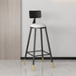 Glam Metal Barstool Velvet Footrest Low Back Stool in Matte Finish for Home