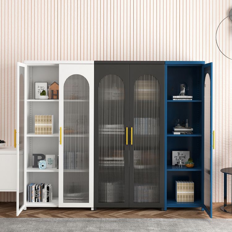 Scandinavian Metal Bookshelf Standard Closed Back Bookcase with Cabinets Clearhalo 'Bookcases' 'furn' 'furn_bookcases' 'Furniture' 'Office Furniture' 1200x1200_871013b4-beb0-4b7f-890a-6cc3999d0e3a