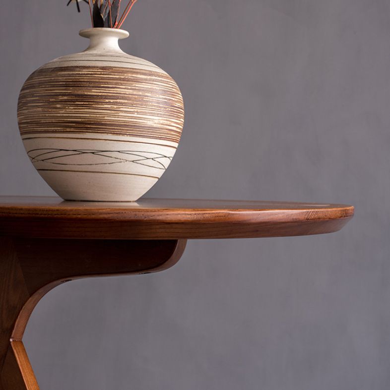 Tavolo da parte superiore rotondo in legno massiccio 23,6 "TABELLO DI FINE 3 gambe alto