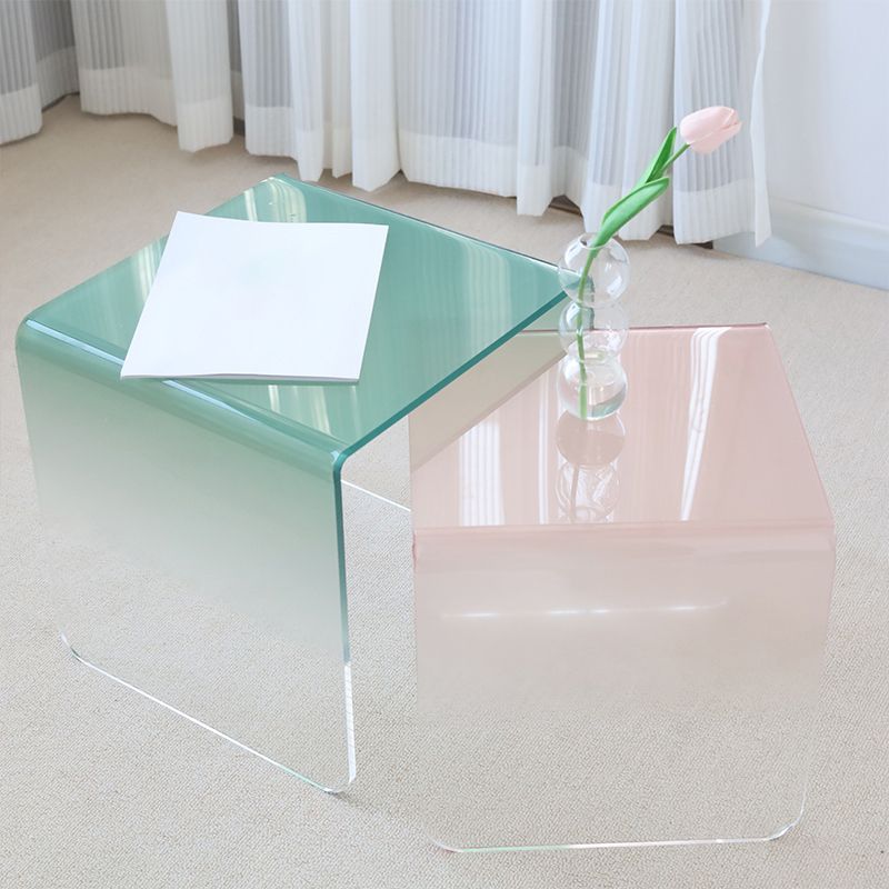 Plastic Square Side End Table Modern Sled Sofa Side Accent Table
