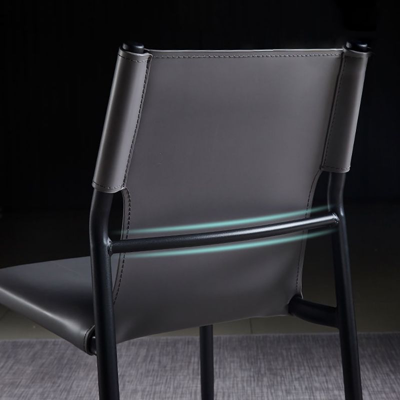 Designer Style Leather Coffee Shop Side Chair Solid Back Dining Chair Clearhalo ' kitchen&dining_furn' 'Dining Chairs' 'Dining Tables & Seating' 'dining_chair' 'furn' 'furn_dining_chair' 'Furniture' 'furniture_dining_chair' 'Kitchen & Dining Furniture' 'kitchen' 1200x1200_8711199d-cae4-4b9f-91d2-903d823ca9b9