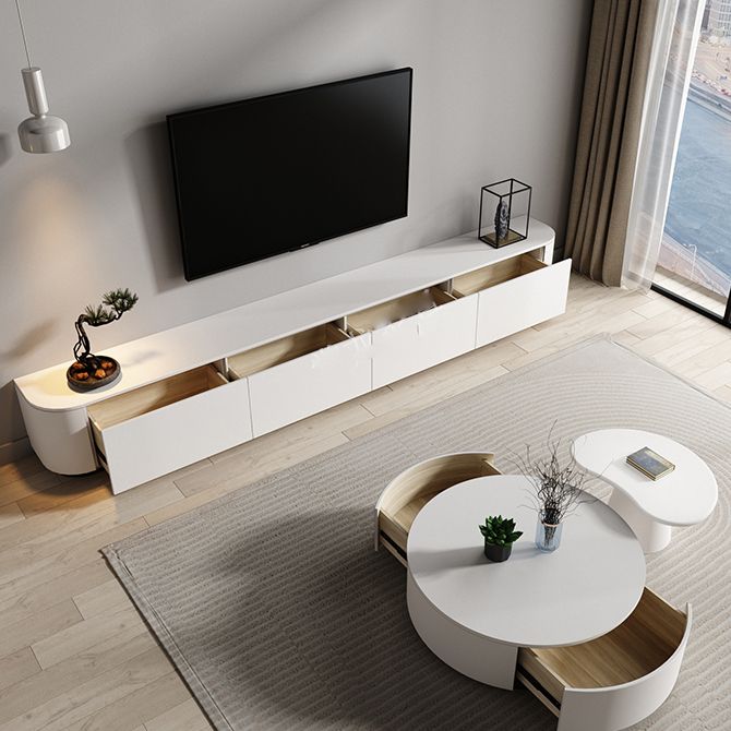 Meuble TV en bois Console TV contemporaine avec 4 tiroirs