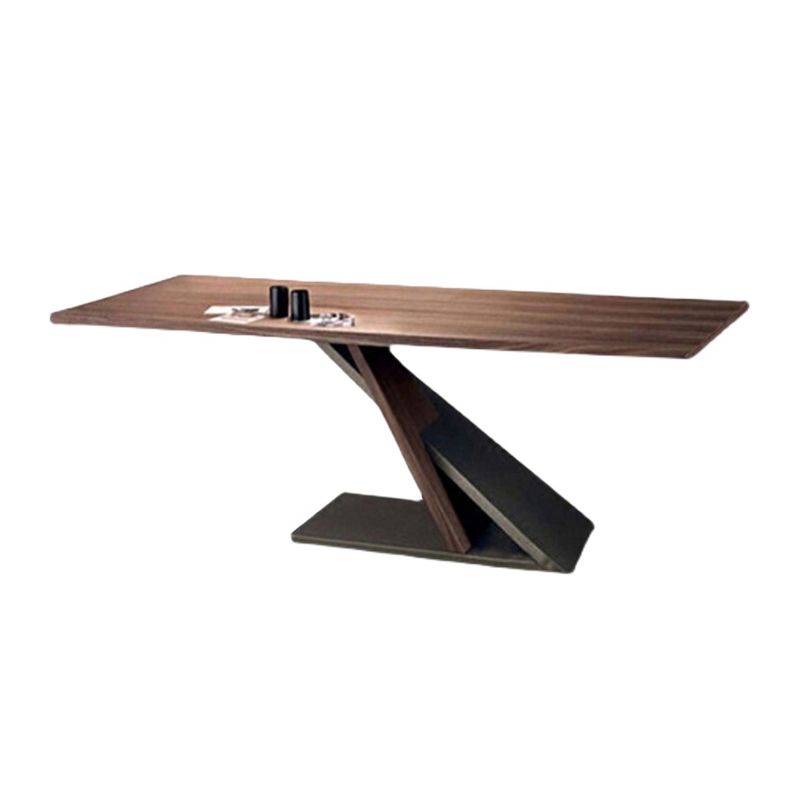 Industrial Pine Wood Table for Restaurant Rectangle Dining Table with Pedestal Base Clearhalo 'Dining Tables & Seating' 'Dining Tables' 'dining_table' 'furn' 'furn_dining_table' 'Furniture' 'furniture_dining_table' 'Kitchen & Dining Furniture' 'kitchen' 'kitchen_dining_table' 1200x1200_87122266-30cd-4bf0-a138-cdb60f40a5b2