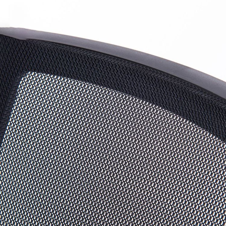 Zwarte moderne bureaustoel geen wielen vaste armen gestoffeerd geen pijnlijke bureaustoel