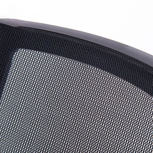 Zwarte moderne bureaustoel geen wielen vaste armen gestoffeerd geen pijnlijke bureaustoel