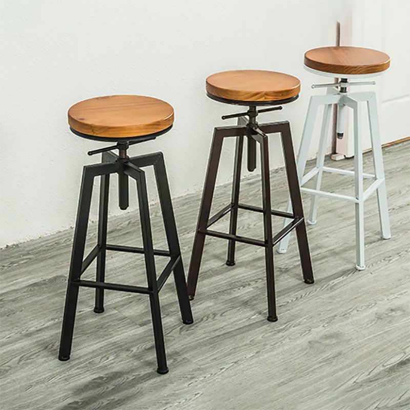 Armless Rotatable Bar Chair Modern Round Seat Bar Stool with Metal Footrest Clearhalo 'Bar Furniture' 'Bar Stools' 'bar_stools' 'furn' 'furn_bar_stools' 'Furniture' 'Kitchen & Dining Furniture' 1200x1200_87178e50-e1e2-4ccc-aff1-6a025bfeb2f7