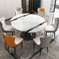 Modern Pedestal Dining Table Stone Top Dining Table with Leaf Extension Clearhalo 'Dining Tables & Seating' 'Dining Tables' 'dining_table' 'furn' 'furn_dining_table' 'Furniture' 'Kitchen & Dining Furniture' 1200x1200_871b8904-0cf6-40a7-8e5b-285d5011e142