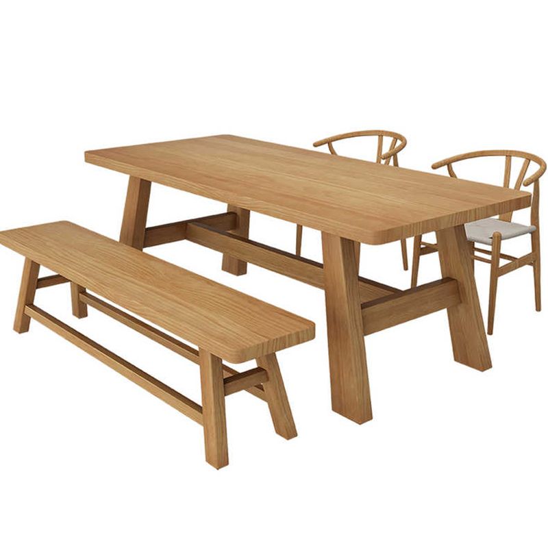 Table de salle à manger de style simplicité Table de dîner rectangulaire en bois massif en naturel