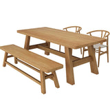Table de salle à manger de style simplicité Table de dîner rectangulaire en bois massif en naturel