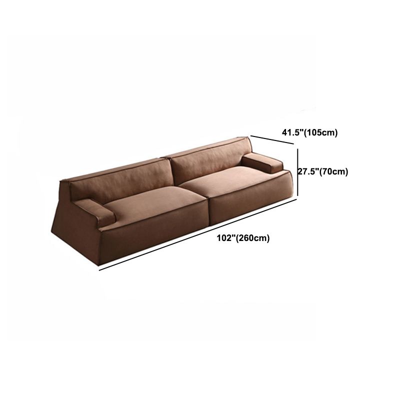 Brown Recessed Arm Sofa Contemporary 3/4-seater Suede Seating