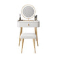 Vanity bianco con tavolo da trucco e sgabelli, cassetti 1/2 cassetti - 31,89 "H