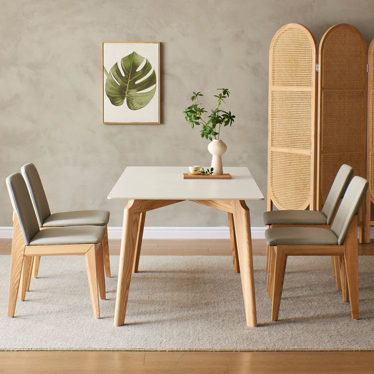 Moderne gesinterde stenen eettafelset rechthoekig 1/4/5-delige houten eetkamertafelset
