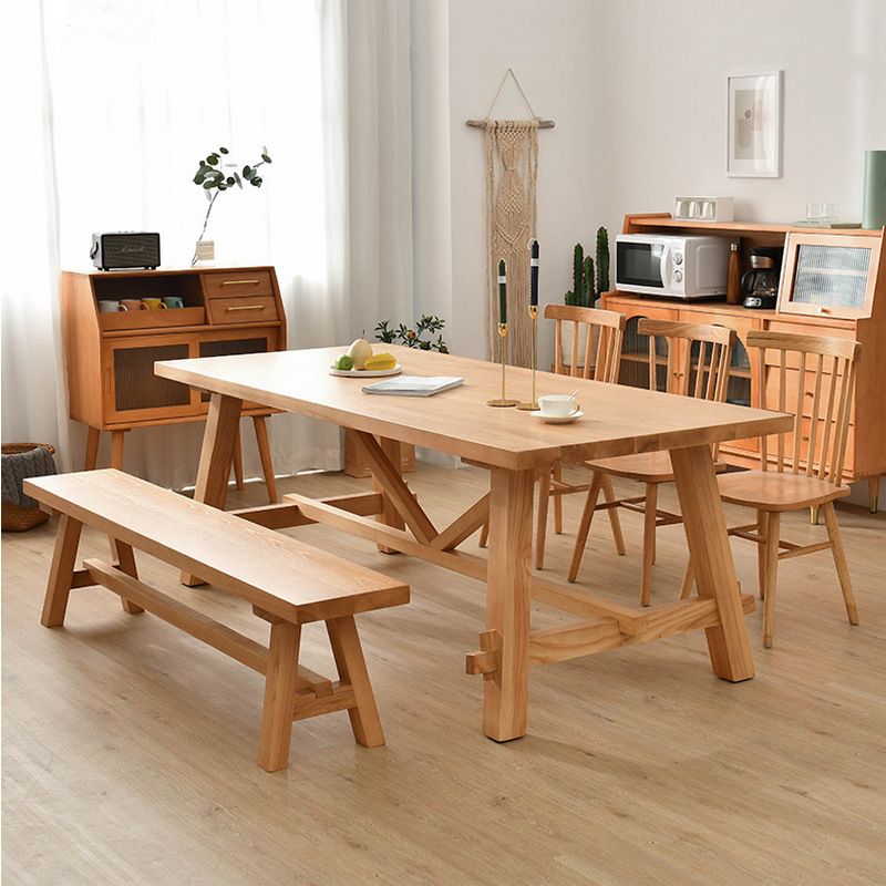 Contemporary Style Dining Table Solid Wood Rectangle Table for Home Kitchen Clearhalo 'Dining Tables & Seating' 'Dining Tables' 'dining_table' 'furn' 'furn_dining_table' 'Furniture' 'Kitchen & Dining Furniture' 1200x1200_87215c3d-b923-4149-b425-54c0020c07b4