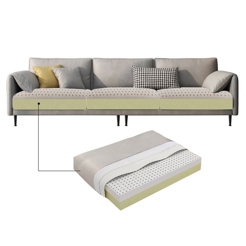 フェイクレザークッションソファコンテンポラリーピロートップアーム標準ソファ