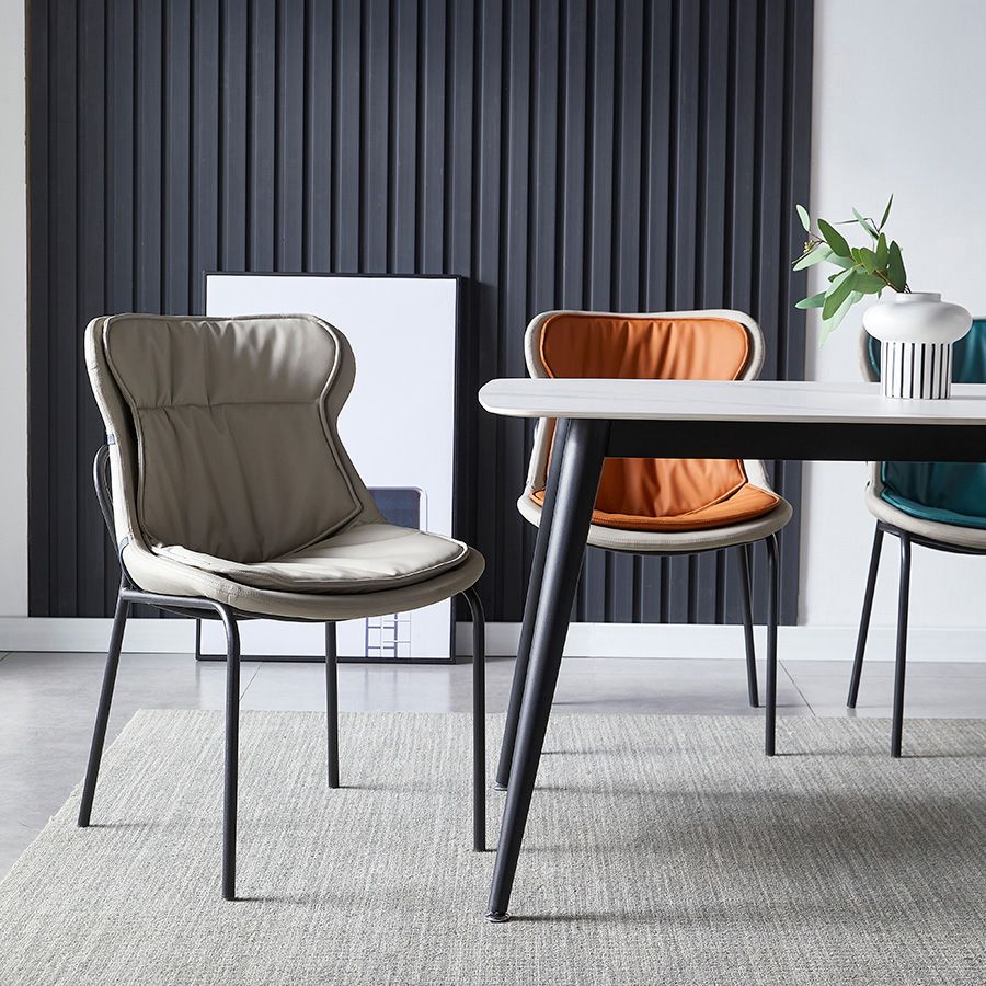 Industrial Style Leather Dining Armless Chairs Solid Back Dining Chair for Kitchen Clearhalo ' kitchen&dining_furn' 'Dining Chairs' 'Dining Tables & Seating' 'dining_chair' 'furn' 'furn_dining_chair' 'Furniture' 'furniture_dining_chair' 'Kitchen & Dining Furniture' 'kitchen' 1200x1200_87246257-e308-47d0-aabf-a5fd050970ea