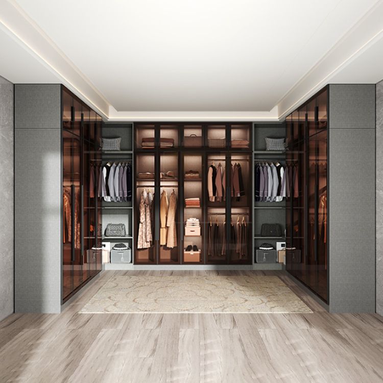 Modern Storage Cabinet with Glass Door Mirrored Finish Cabinet