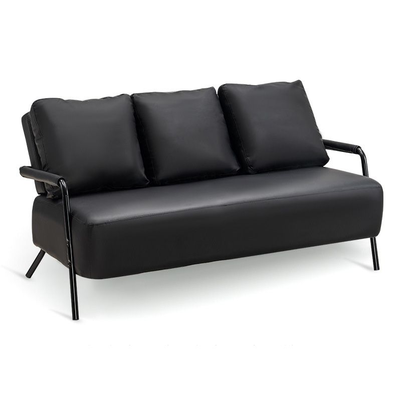 3 plazas 27.5 "H PU Cuero Sofá de brazo cuadrado de color sólido para sala de estar