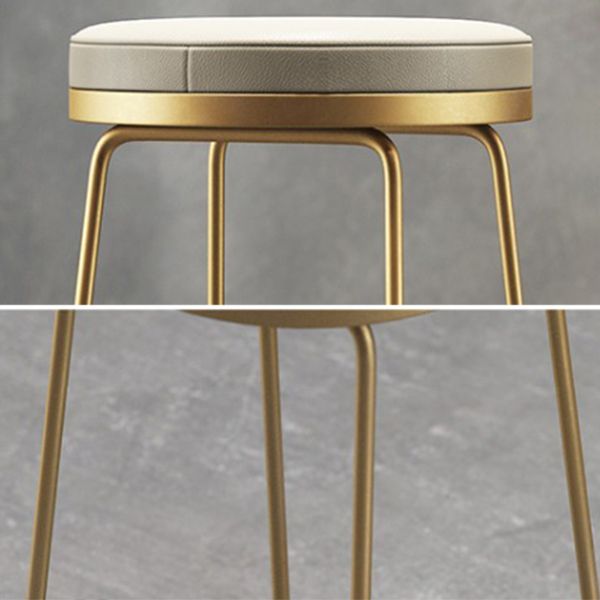 Contemporary Metal Barstool Faux Leather Backless Counter Stool with Iorn 4 Legs Clearhalo 'Bar Furniture' 'Bar Stools' 'bar_stools' 'furn' 'furn_bar_stools' 'Furniture' 'Kitchen & Dining Furniture' 1200x1200_872a2b86-2cf0-4795-8f5d-87aa4ecd1719
