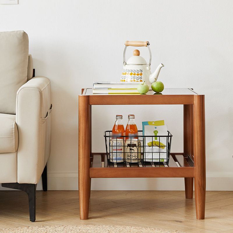 Modern Style Cocktail Table Beech Frame Glass Top Square/rectangular Coffee Table