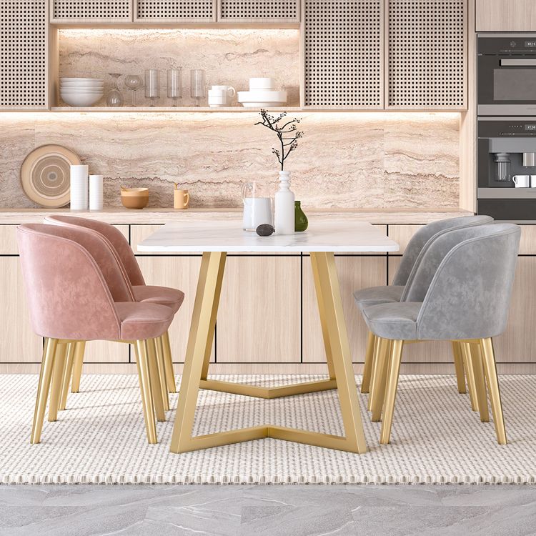 Scandinavian Sintered Stone Dining Table Set with Rectangle Table and Metal Base Home Dining Set Clearhalo 'Dining Room Sets' 'Dining Tables & Seating' 'dining_room_set' 'furn' 'furn_dining_room_set' 'Furniture' 'furniture_dining_room_set' 'Kitchen & Dining Furniture' 'kitchen&dining_furn' 'kitchen' 1200x1200_872bb7f4-acf6-4069-a91e-dd19942fd4e3