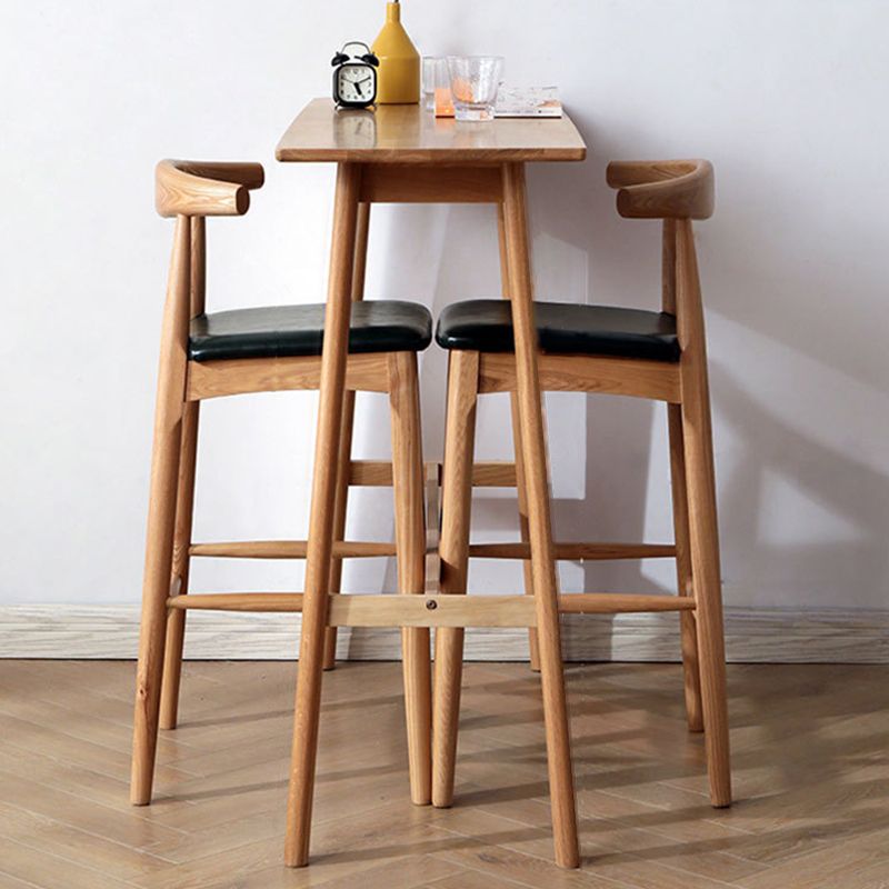 Modern Style Rectangle Bar Table Brown Solid Wood Bar Dining Table with Footrest Clearhalo 'Bar Furniture' 'Bar Tables' 'bar_tables' 'furn' 'furn_bar_tables' 'Furniture' 'Kitchen & Dining Furniture' 1200x1200_872cf63a-5080-47ec-a18b-6e4c5b39f752