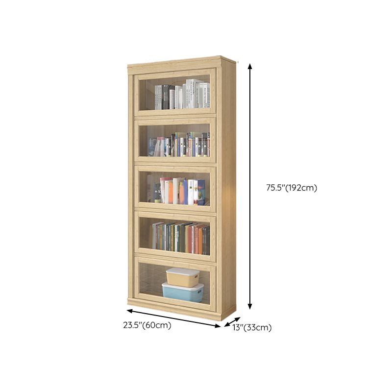Contemporary Standard Bookshelf Wood Engineered Bookcase with Doors