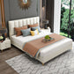Wood and Upholstered Standard Bed Low Profile Bed with Custom Legs