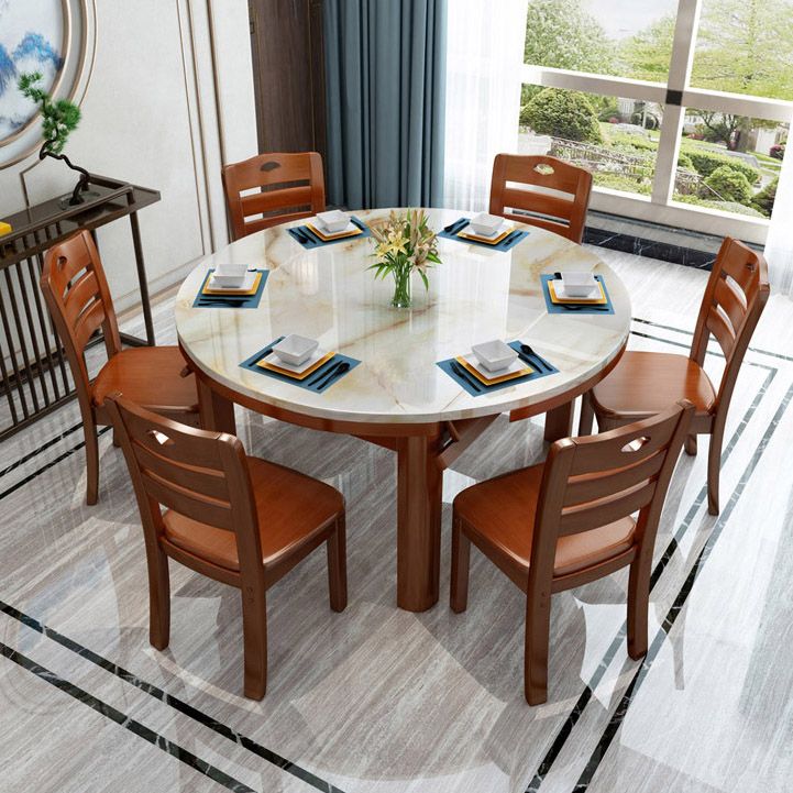 Modern Stone Round Dining Table Rubber Wood Legs for Dining Room Clearhalo 'Dining Tables & Seating' 'Dining Tables' 'dining_table' 'furn' 'furn_dining_table' 'Furniture' 'Kitchen & Dining Furniture' 1200x1200_8730b38a-0d50-4cd2-874f-ff96a7c49cd5