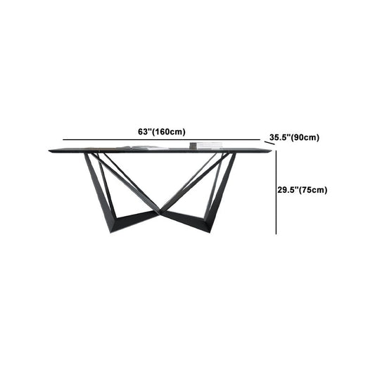 長方形のダイニングテーブルセット1/2/7 PCSウィングバックの椅子付き焼結された石のテーブル