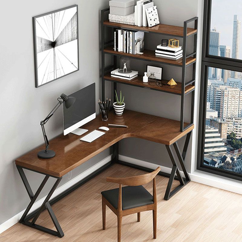 L-Shape Solid Wood Writing Desk Contemporary Brown Office Desk Clearhalo 'furn' 'furn_office_desk' 'Furniture' 'Office Desks' 'Office Furniture' 'office_desk' 1200x1200_8733a817-6647-4369-b69b-8acd81307a43