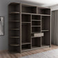 Grey Contemporary Storage Cabinet Faux Wood Cabinet with Sliding Doors