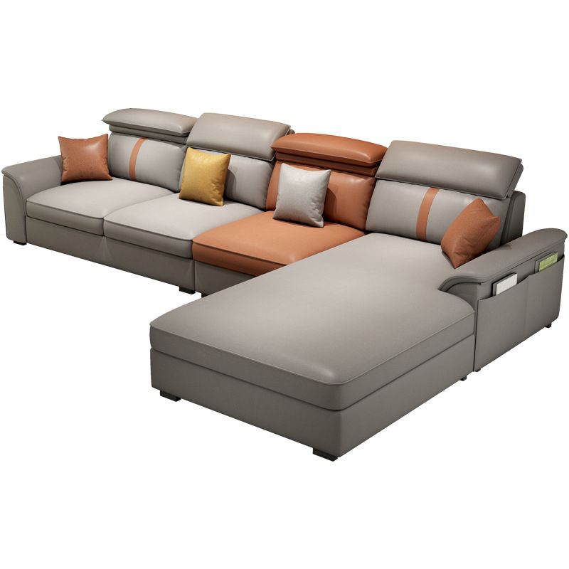 Contemporary Sofa Pillow Back Cushions Sectional with Pillow Top Arm Clearhalo 'furn' 'furn_sectionals' 'Furniture' 'furniture_sectionals' 'Living Room Furniture' 'Sectionals' 1200x1200_8737f024-8b41-48e1-94e8-fdf47ca97100