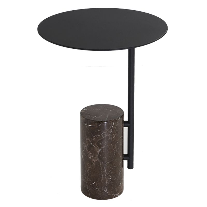 Mid-Century 17.3-inch Steel Round Top Side Table Marble Pedestal End Table