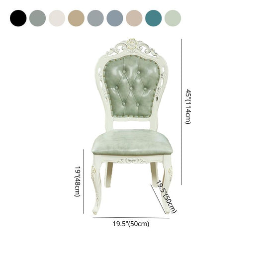 Victorian Rubberwood King Louis Back Chair Matte Finish Leather Dining Chair (Set of 2) Clearhalo ' kitchen&dining_furn' 'Dining Chairs' 'Dining Tables & Seating' 'dining_chair' 'furn' 'furn_dining_chair' 'Furniture' 'furniture_dining_chair' 'Kitchen & Dining Furniture' 'kitchen' 1200x1200_873aab7a-cc0b-461a-b6f0-f1ee2a6a8ff3