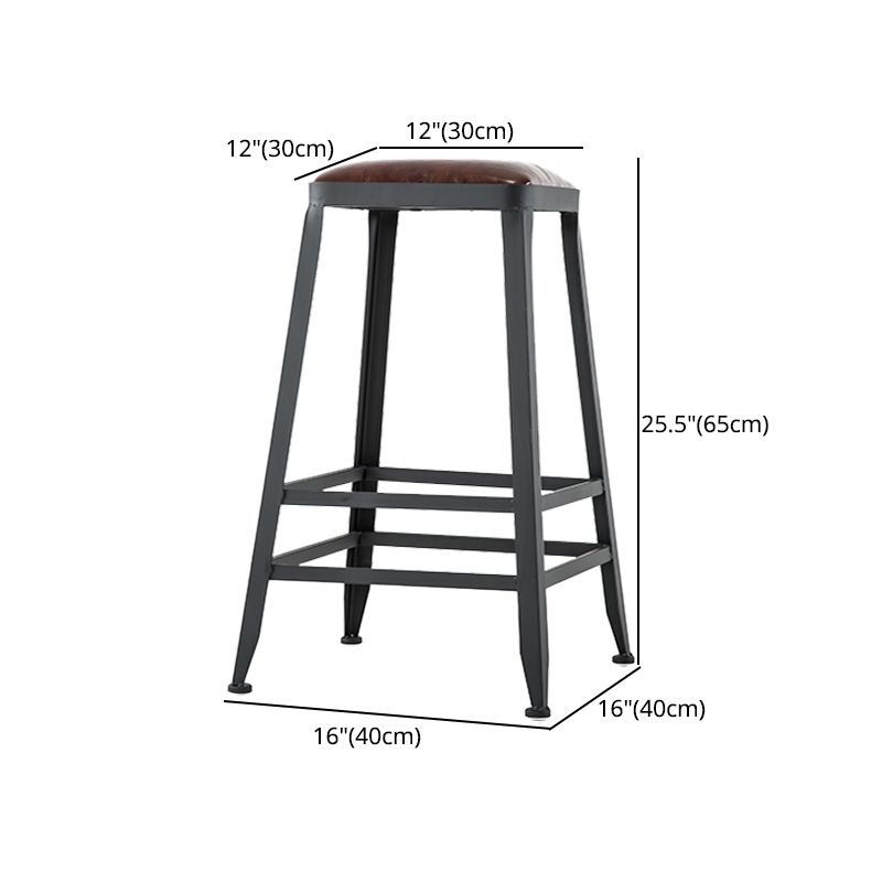 Industrial Armless Backrest Counter Stool Iron Cafe Bar Stool with Leather Cushion Clearhalo 'Bar Furniture' 'Bar Stools' 'bar_stools' 'furn' 'furn_bar_stools' 'Furniture' 'furniture_bar_stools' 'Kitchen & Dining Furniture' 1200x1200_873be4f7-2233-4135-8d86-318c89285b1f