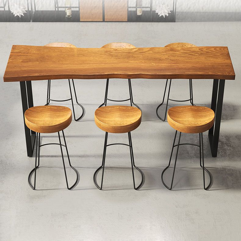 Table de Bar en Métal et Bois Table à Hauteur de Bar Industrielle pour Salle à Manger