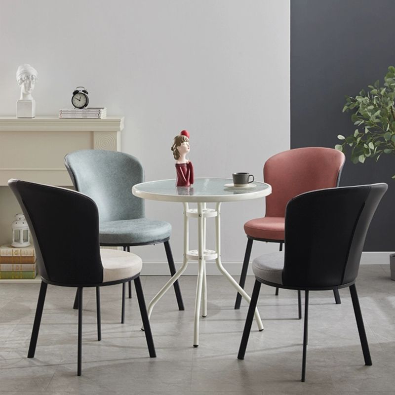 Glam Style Upholstered Armless Side Chair Metal 4 Black Finish Legs Solid Back Chairs Clearhalo ' kitchen&dining_furn' 'Dining Chairs' 'Dining Tables & Seating' 'dining_chair' 'furn' 'furn_dining_chair' 'Furniture' 'furniture_dining_chair' 'Kitchen & Dining Furniture' 'kitchen' 1200x1200_873c532e-4bd4-4bce-8033-5e1bfedbe3c5