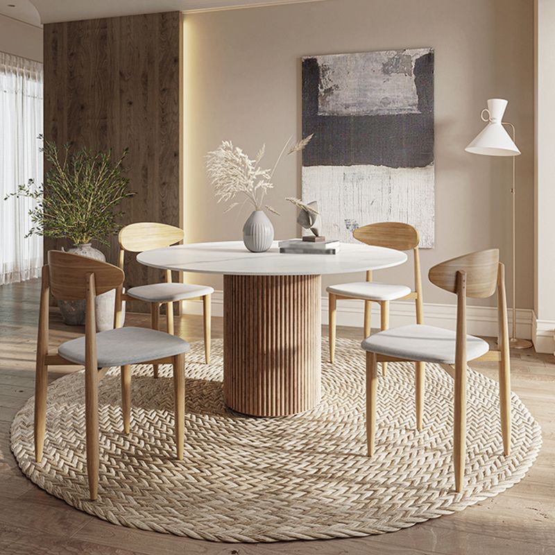 Round Dining Table Contemporary Dining Table with Solid Wood Pedestal