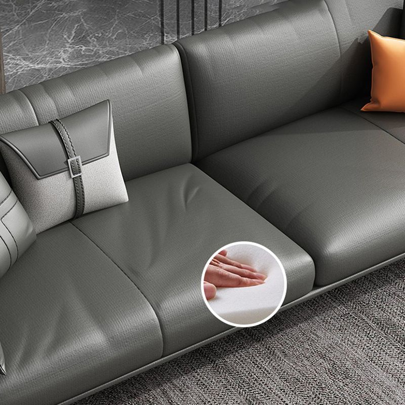 Canapé en cuir contemporain dans le dos lâche gris pour le salon