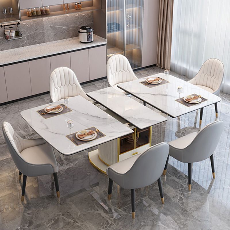 Extendable Sintered Stone Dining Table for Restaurant Luxury Storage Table with Pedestal Clearhalo ' dining_table' 'Dining Tables & Seating' 'Dining Tables' 'furn' 'furn_dining_table' 'Furniture' 'furniture_dining_table' 'Kitchen & Dining Furniture' 'kitchen&dining_furn' 'kitchen' 'kitchen_dining_table' 1200x1200_873e2ce2-9d6b-4ece-a995-3cffb99b92f9