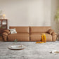 Brown Flared Arm Sofa Faux Leather and Genuine Leather Seating with Pillows