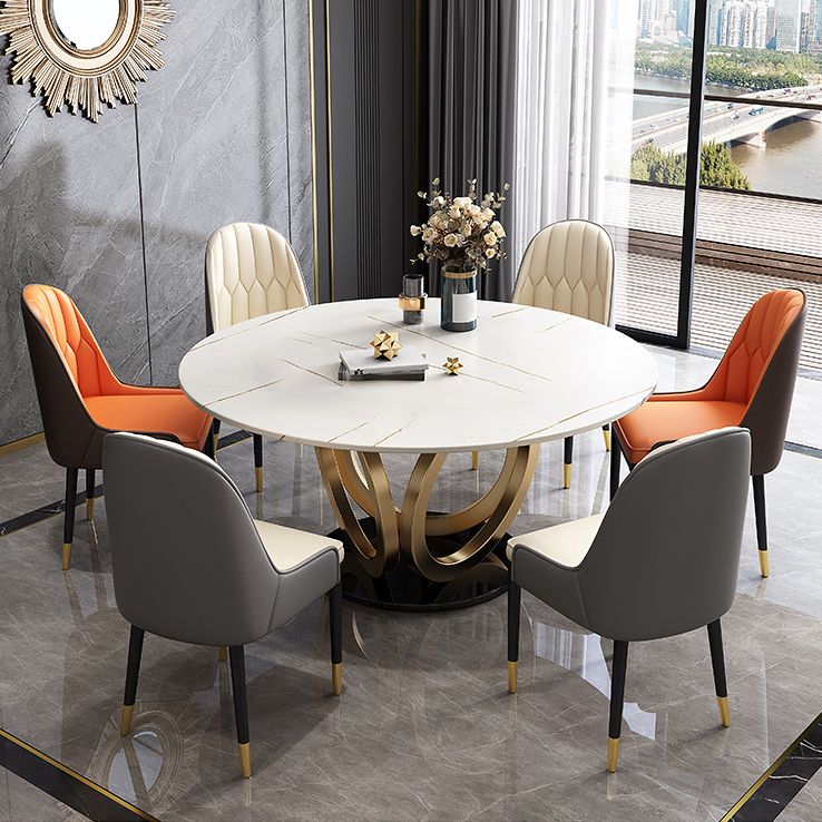 Glam Restaurant Sintered Stone Table Round Pedestal Dining Table Clearhalo 'Dining Tables & Seating' 'Dining Tables' 'dining_table' 'furn' 'furn_dining_table' 'Furniture' 'furniture_dining_table' 'Kitchen & Dining Furniture' 'kitchen' 'kitchen_dining_table' 1200x1200_8741cb22-a7d2-43de-8cfd-b3656e7b3769