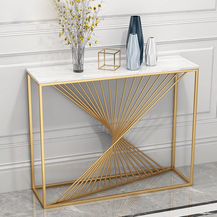 Rectangle Marble Top Accent Table with Iron Frame Base for Hall Clearhalo 'Console Tables' 'console_tables' 'Entry & Mudroom Furniture' 'furn' 'furn_console_tables' 'Furniture' 1200x1200_87436ee5-cd66-4e7d-973c-77920288d3ec