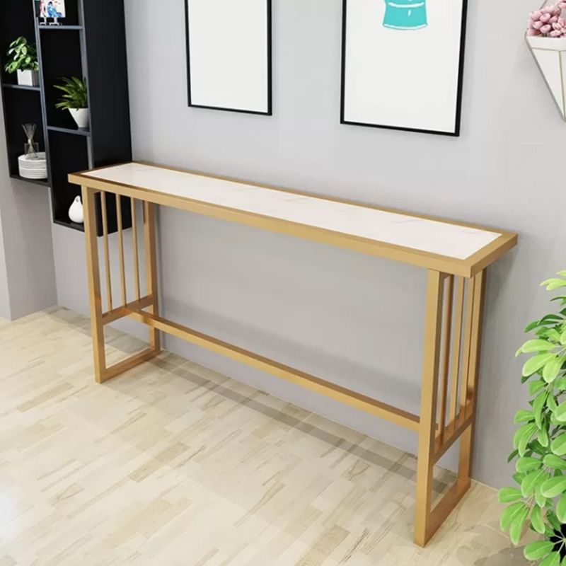 Stone Bar Dining Table Glam Rectangle Bar Table with Trestle Pedestal for Dining Room Cafe Clearhalo 'Bar Furniture' 'Bar Tables' 'bar_tables' 'furn' 'furn_bar_tables' 'Furniture' 'Kitchen & Dining Furniture' 1200x1200_874581a0-9a67-48a0-bbea-7d8a2d44bed0