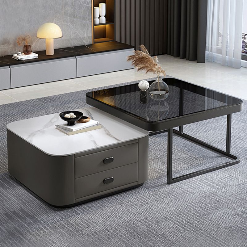 Square Coffee Table Glass Top Coffee Table Set for Living Room Clearhalo 'Coffee & Accent Tables' 'Coffee Tables' 'coffee_tables' 'furn' 'furn_coffee_tables' 'Furniture' 'Living Room Furniture' 1200x1200_8746f6a0-be9f-4c80-90b3-739db0591300