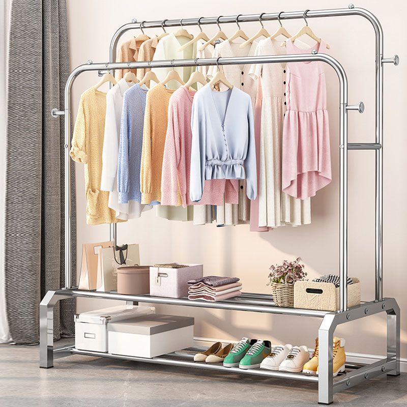 Industrielle Edelstahlhalle Hang Hängende Schienen untere Regal und 2 Haken Kleiderbügel