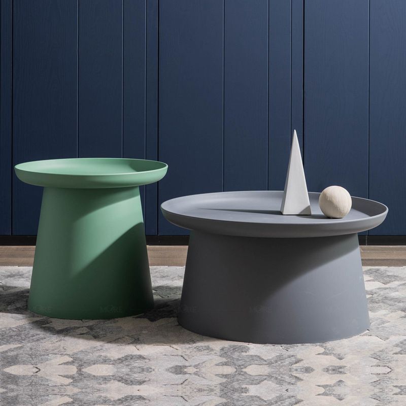Modern Style Plastic Craft Drum-shaped Base Design Round Coffee Table